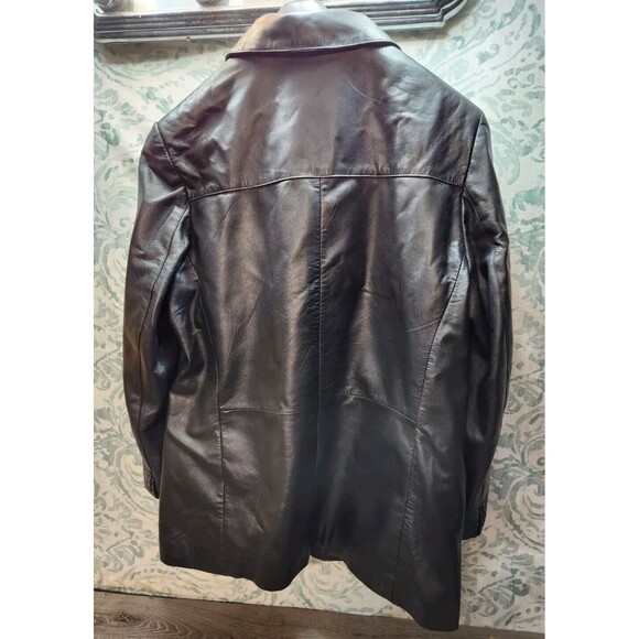 Excelled Women's  Leather Jacket Size 16RL 100% Leather Button 2000s Y2K - Picture 2 of 6